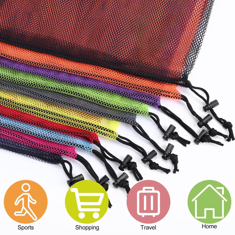 iMucci 13""X15.5"" 24Pcs Mesh Laundry Drawstring Bag Nylon Drawstring Gym Bag with Cord Lock Closure - Image 4